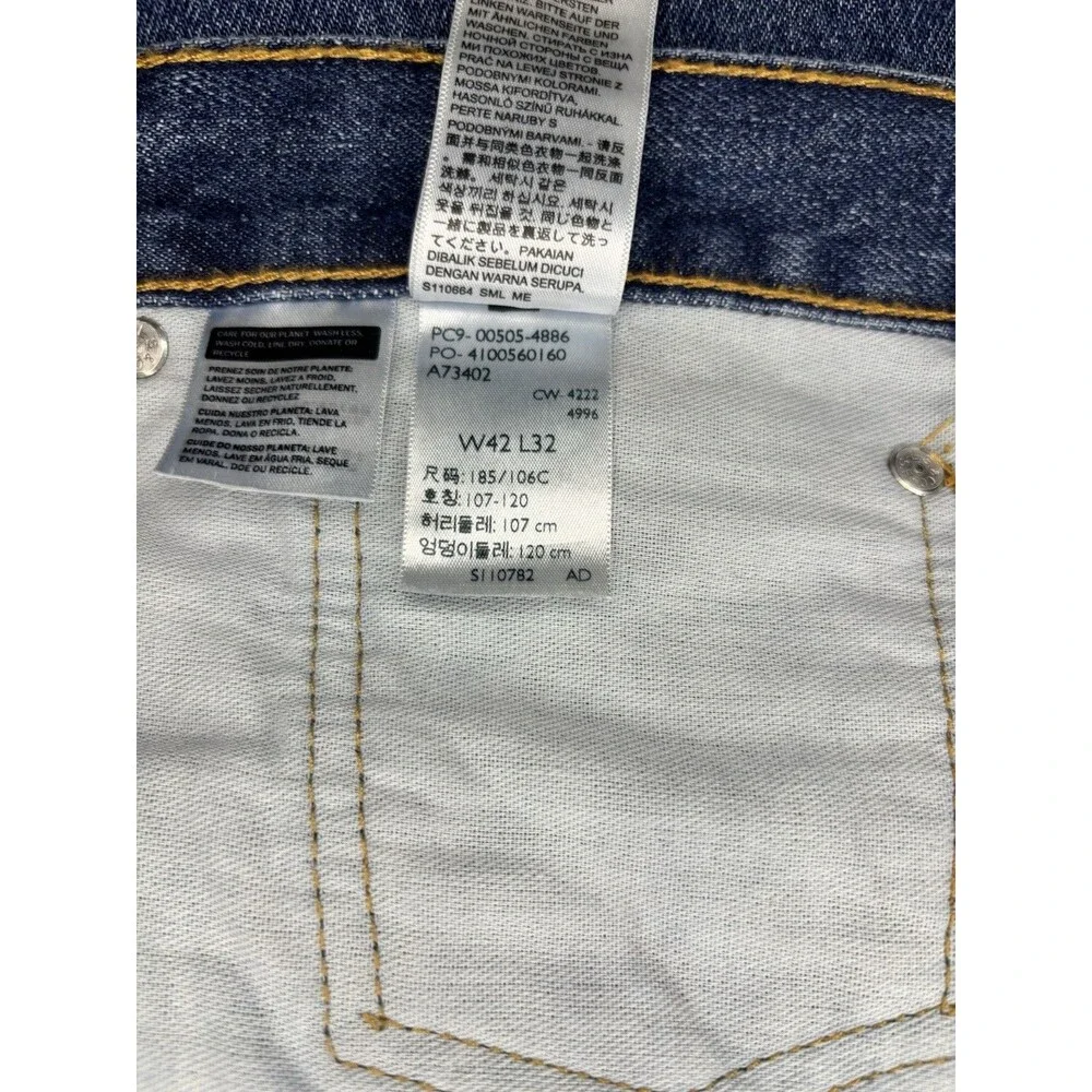 Levi's 505 Regular Fit Jeans Mens 42x32 Blue‎ Excellent Straight Leg Denim